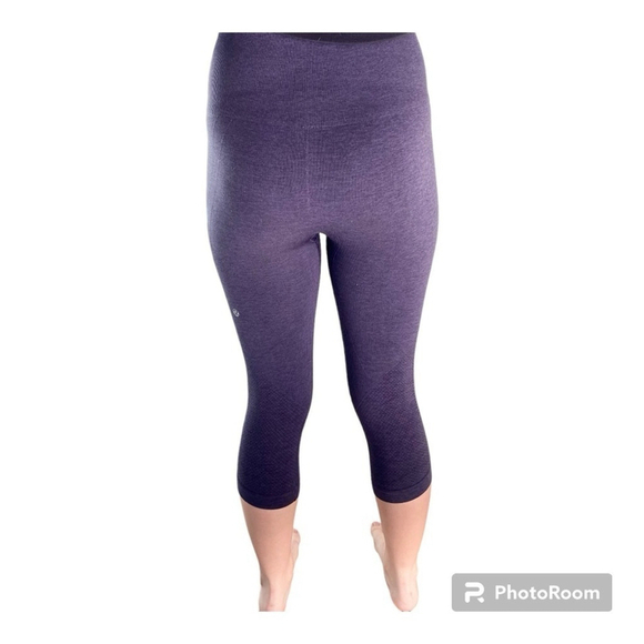 Lululemon In the Flow cinched ruched cropped purple leggings size 4 - Picture 4 of 8